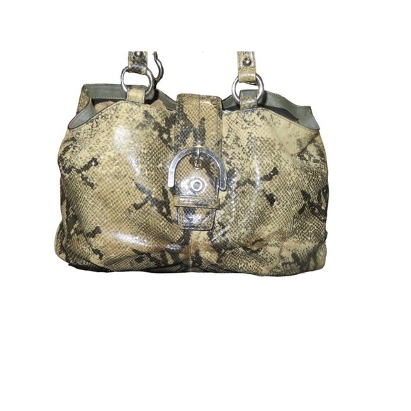Coach Soho Embossed Python Exotic  Leather Satchel Buckle Strap Snap Closure Car - Picture 1 of 14